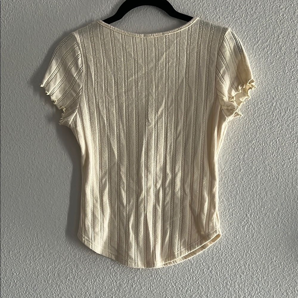 Better Be Cream Ribbed Buttoned Blouse - Picture 3 of 3